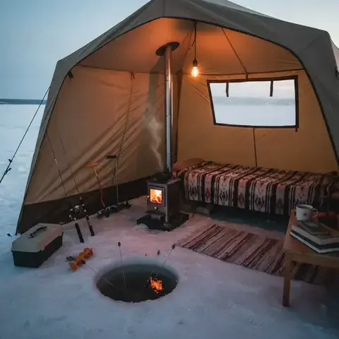 Cabana de pesca no gelo